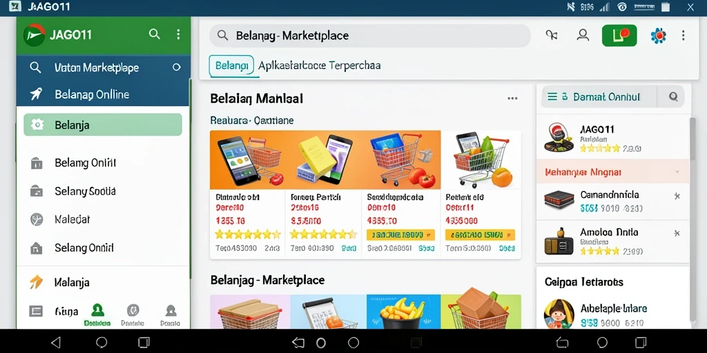 Tampilan antarmuka utama JAGO11 dengan berbagai produk pilihan.
