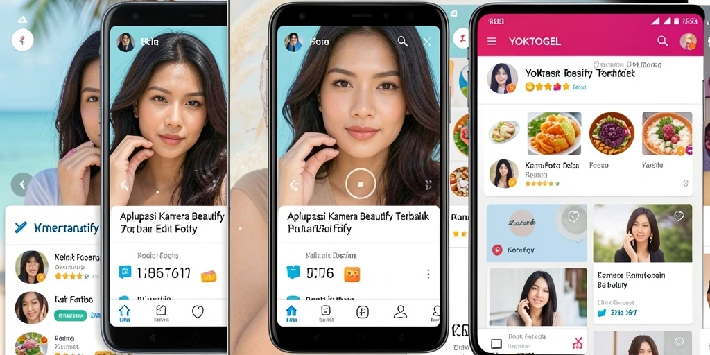 Antarmuka YOKTOGEL menampilkan fitur-fitur Kamera Beautify yang menarik.