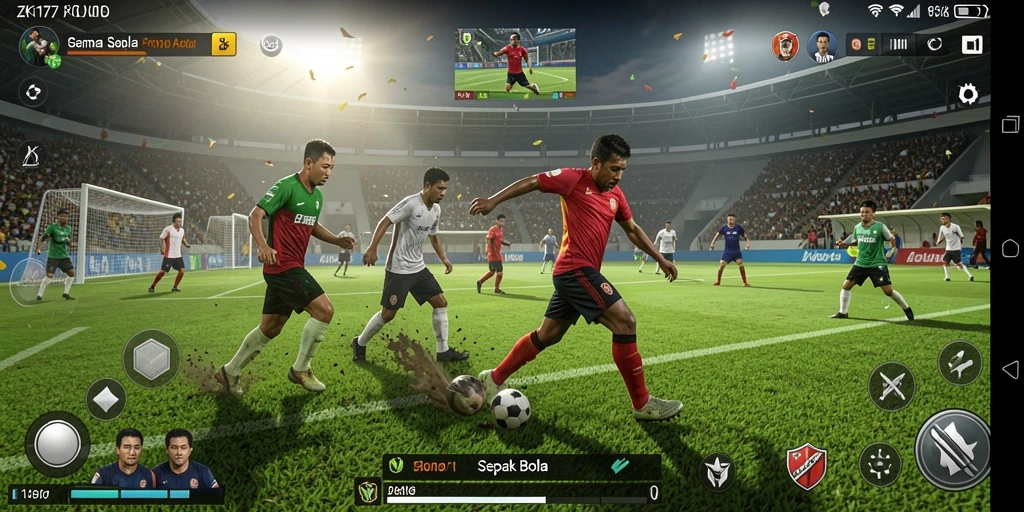 Antarmuka modern dan intuitif dalam ZK1177 untuk penggemar sepak bola.