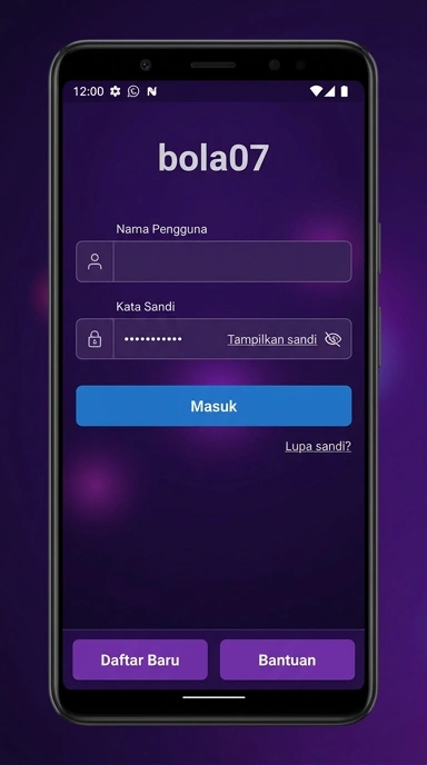 Tampilan halaman login bola07